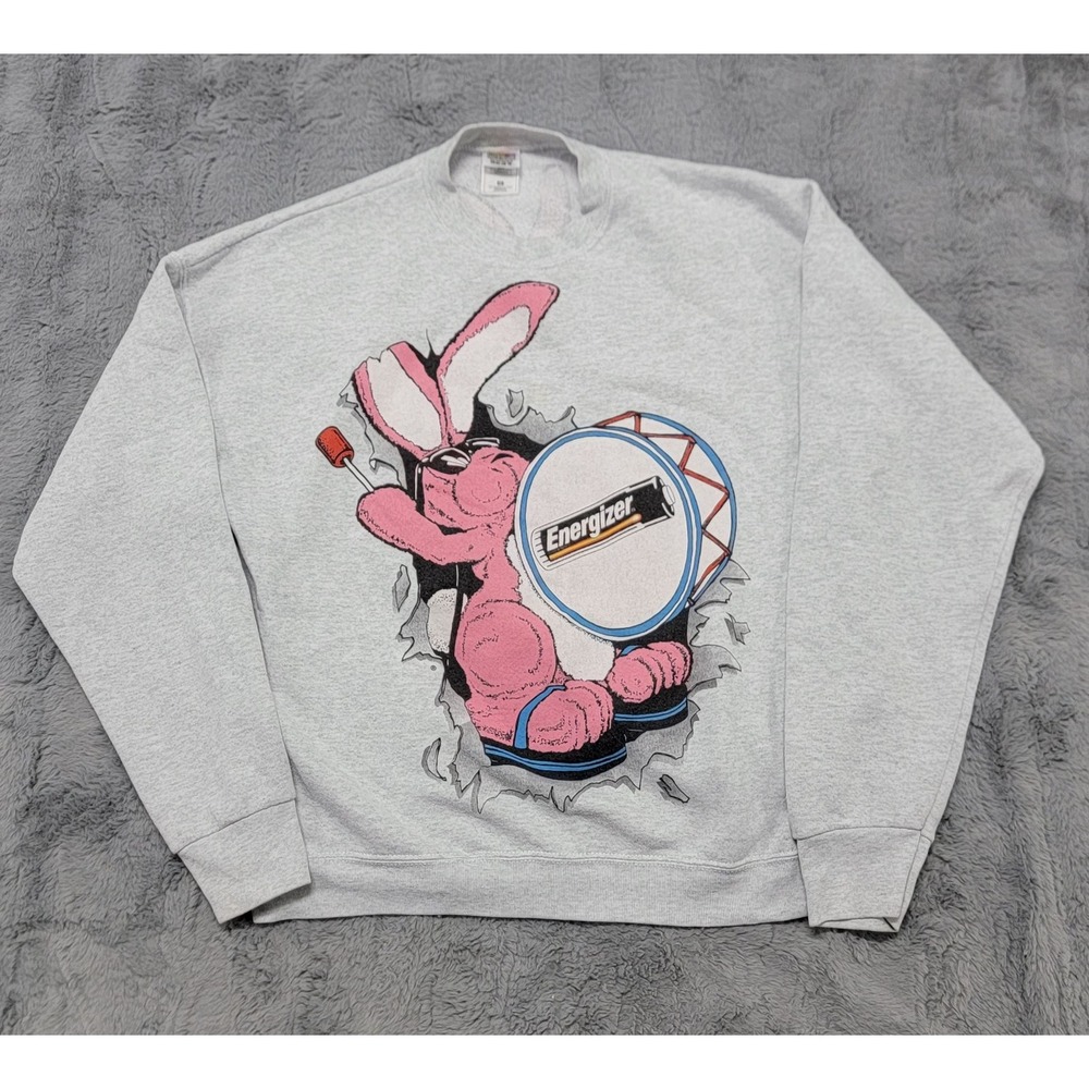 Vintage Energizer Bunny Sweatshirt Mens XL Gray Fruit Of The Loom Breakthrough